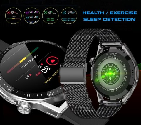 Smartwatch Rubicon RNCE88-1 Czarny- Czarny Pasek Silikonowy + Czarny Pasek Skórzany Smartwatch Rubicon RNCE88-1 Czarny- Czarny Pasek Silikonowy + Czarny Pasek Skórzany