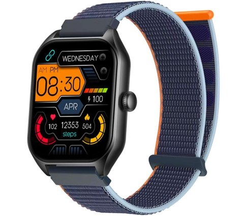 Smartwatch Rubicon RNCF03-1 Czarny+ Niebiesko-Pomarańczowy Pasek Parciany Smartwatch Rubicon RNCF03-1 Czarny+ Niebiesko-Pomarańczowy Pasek Parciany