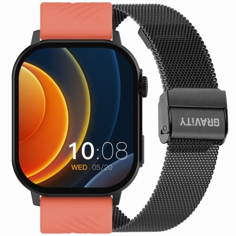 Smartwatch Gravity GT15-3 Czerwony Pasek Silikonowy + Czarna Bransoleta Smartwatch Gravity GT15-3 Czerwony Pasek Silikonowy + Czarna Bransoleta