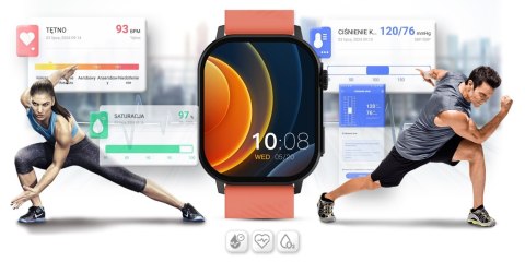 Smartwatch Gravity GT15-3 Czerwony Pasek Silikonowy + Czarna Bransoleta Smartwatch Gravity GT15-3 Czerwony Pasek Silikonowy + Czarna Bransoleta