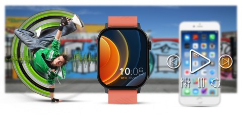 Smartwatch Gravity GT15-3 Czerwony Pasek Silikonowy + Czarna Bransoleta Smartwatch Gravity GT15-3 Czerwony Pasek Silikonowy + Czarna Bransoleta