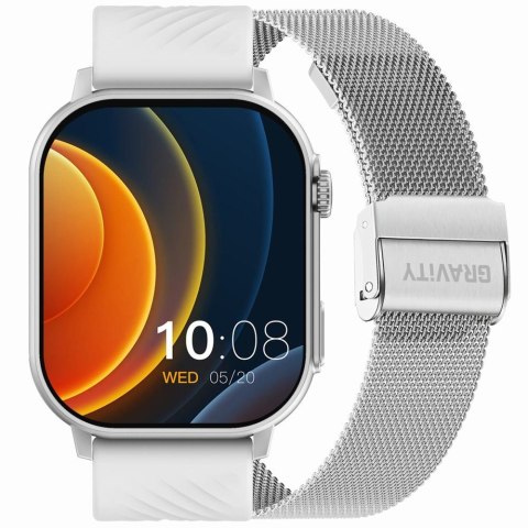 Smartwatch Gravity GT15-8 Szary Pasek Silikonowy + Srebrna Bransoleta Smartwatch Gravity GT15-8 Szary Pasek Silikonowy + Srebrna Bransoleta