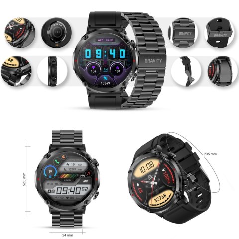 Smartwatch Gravity GT21-1+ Czarny Pasek Silikonowy Smartwatch Gravity GT21-1+ Czarny Pasek Silikonowy
