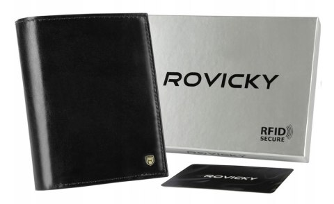 Klasyczny portfel męski ze skóry naturalnej z miejscem na dowód rejestracyjny, RFID - Rovicky Klasyczny portfel męski ze skóry naturalnej z miejscem na dowód rejestracyjny, RFID - Rovicky
