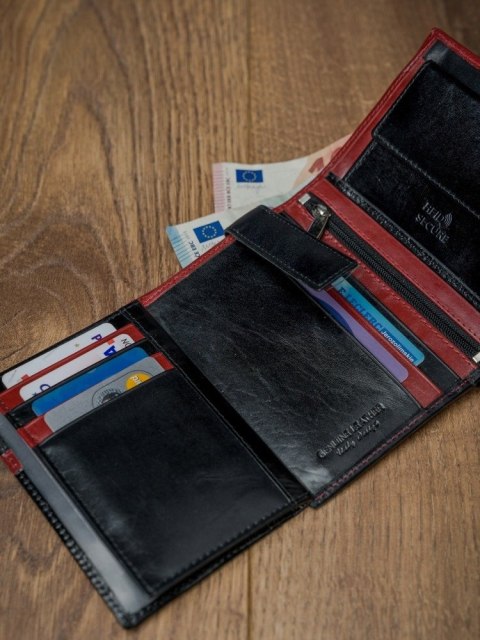 Skórzany portfel pionowy dwukolorowy składany RFID - Rovicky Skórzany portfel pionowy dwukolorowy składany RFID - Rovicky