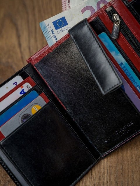 Skórzany portfel pionowy dwukolorowy składany RFID - Rovicky Skórzany portfel pionowy dwukolorowy składany RFID - Rovicky