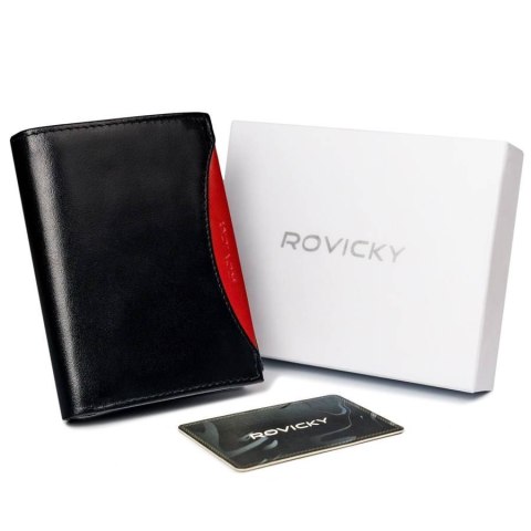 Bogato wyposażony portfel męski z naturalnej skóry licowej RFID - Rovicky Bogato wyposażony portfel męski z naturalnej skóry licowej RFID - Rovicky