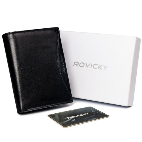 Bogato wyposażony portfel męski z naturalnej skóry licowej RFID - Rovicky Bogato wyposażony portfel męski z naturalnej skóry licowej RFID - Rovicky