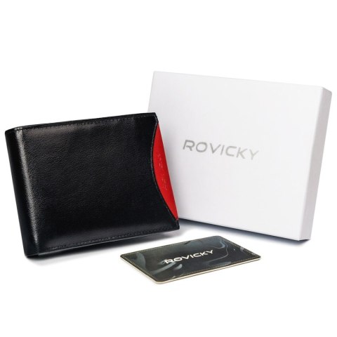 Portfel męski z naturalnej skóry licowej z wyjmowanym etui na karty - Rovicky Portfel męski z naturalnej skóry licowej z wyjmowanym etui na karty - Rovicky