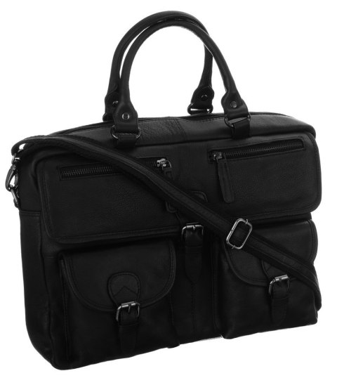 Rozbudowana torba na laptopa unisex ze skóry naturalnej Rozbudowana torba na laptopa unisex ze skóry naturalnej