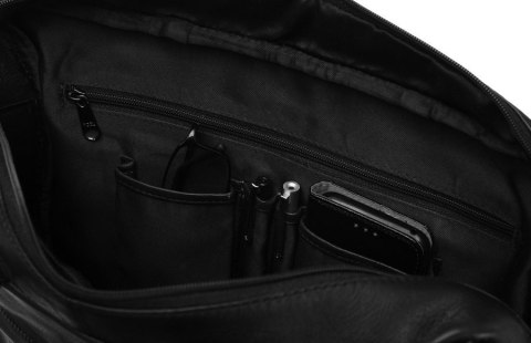 Rozbudowana torba na laptopa unisex ze skóry naturalnej Rozbudowana torba na laptopa unisex ze skóry naturalnej