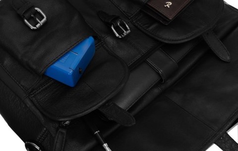 Rozbudowana torba na laptopa unisex ze skóry naturalnej Rozbudowana torba na laptopa unisex ze skóry naturalnej