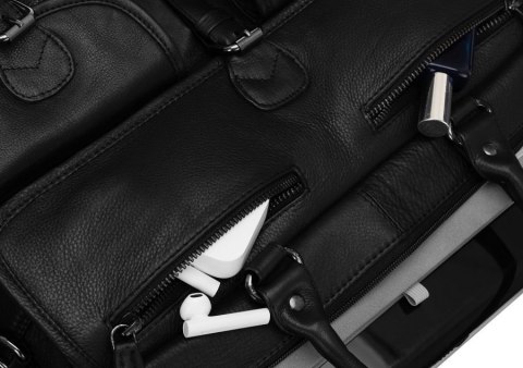 Rozbudowana torba na laptopa unisex ze skóry naturalnej Rozbudowana torba na laptopa unisex ze skóry naturalnej