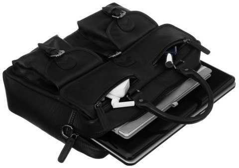 Rozbudowana torba na laptopa unisex ze skóry naturalnej Rozbudowana torba na laptopa unisex ze skóry naturalnej