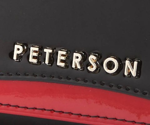 Czarno-czerwony portfel damski skórzany z akcentem - Peterson Czarno-czerwony portfel damski skórzany z akcentem - Peterson