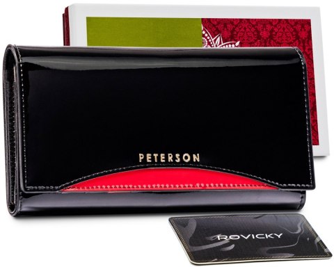 Duży skórzany portfel damski z portmonetką na bigiel RFID - Peterson Duży skórzany portfel damski z portmonetką na bigiel RFID - Peterson
