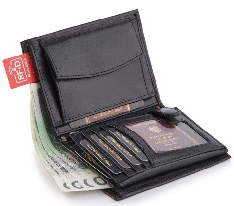 Pionowy portfel męski na karty z ochroną RFID Blocking System - Peterson Pionowy portfel męski na karty z ochroną RFID Blocking System - Peterson