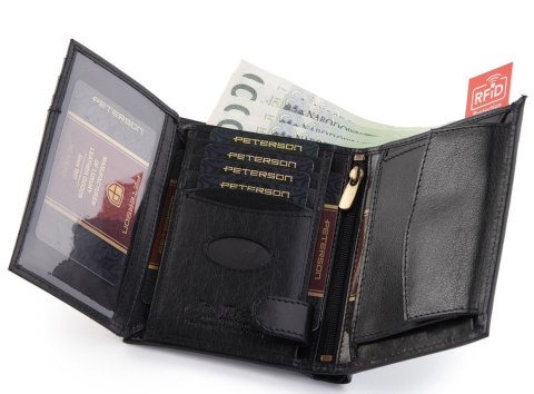 Pionowy portfel męski na karty z ochroną RFID Blocking System - Peterson Pionowy portfel męski na karty z ochroną RFID Blocking System - Peterson