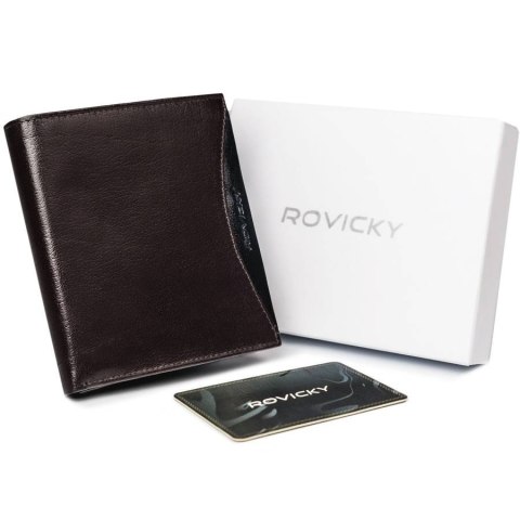 Pojemny portfel męski z naturalnej skóry licowej z ochroną RFID - Rovicky Pojemny portfel męski z naturalnej skóry licowej z ochroną RFID - Rovicky