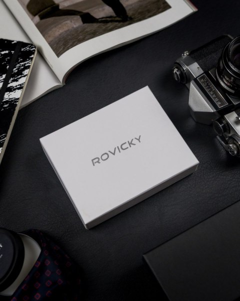 Pojemny portfel męski z naturalnej skóry licowej z ochroną RFID - Rovicky Pojemny portfel męski z naturalnej skóry licowej z ochroną RFID - Rovicky