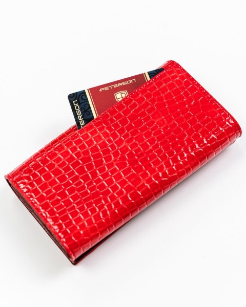 Lakierowany portfel z elegancki wzorem croco - Peterson Lakierowany portfel z elegancki wzorem croco - Peterson