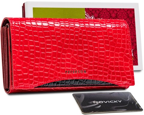 Lakierowany portfel z elegancki wzorem croco - Peterson Lakierowany portfel z elegancki wzorem croco - Peterson
