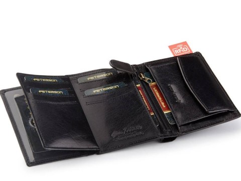 Pionowy portfel męski ze skóry naturalnej RFID - Peterson Pionowy portfel męski ze skóry naturalnej RFID - Peterson