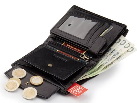 Pionowy portfel męski ze skóry naturalnej RFID - Peterson Pionowy portfel męski ze skóry naturalnej RFID - Peterson