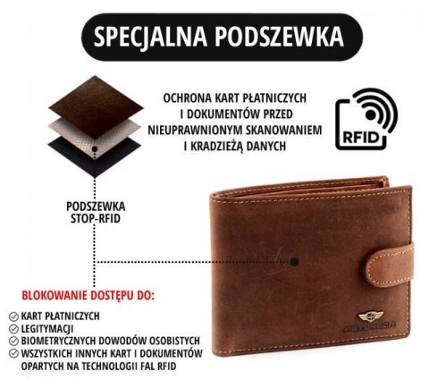 Pionowy portfel męski ze skóry naturalnej RFID - Peterson Pionowy portfel męski ze skóry naturalnej RFID - Peterson