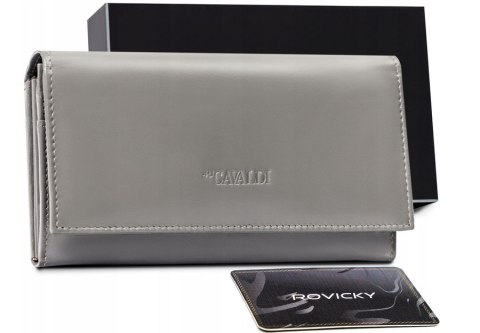 Elegancki, podłużny portfel damski z klapą na zatrzask - Cavaldi Elegancki, podłużny portfel damski z klapą na zatrzask - Cavaldi