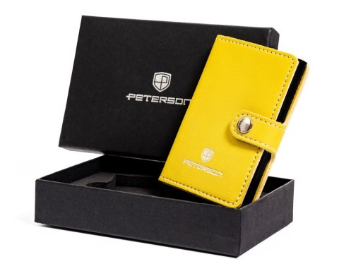 Skórzane etui z podajnikiem na karty i wizytówki - Peterson Skórzane etui z podajnikiem na karty i wizytówki - Peterson