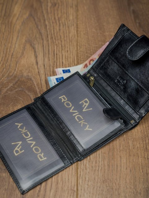 Klasyczny portfel skórzany zamykany na zatrzask — Rovicky Klasyczny portfel skórzany zamykany na zatrzask — Rovicky