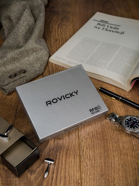 Klasyczny portfel skórzany zamykany na zatrzask — Rovicky Klasyczny portfel skórzany zamykany na zatrzask — Rovicky