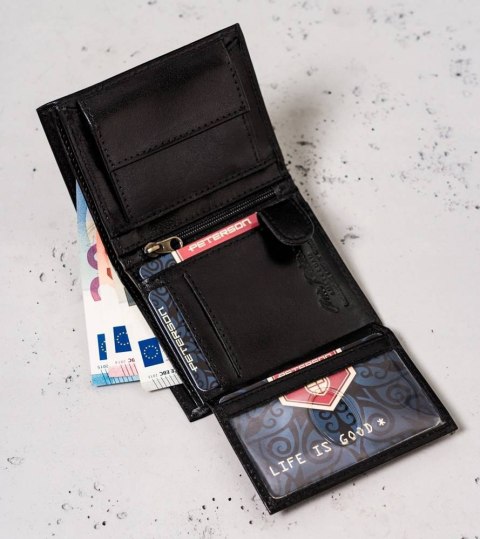 Mały, skórzany portfel męski z systemem RFID — Peterson Mały, skórzany portfel męski z systemem RFID — Peterson