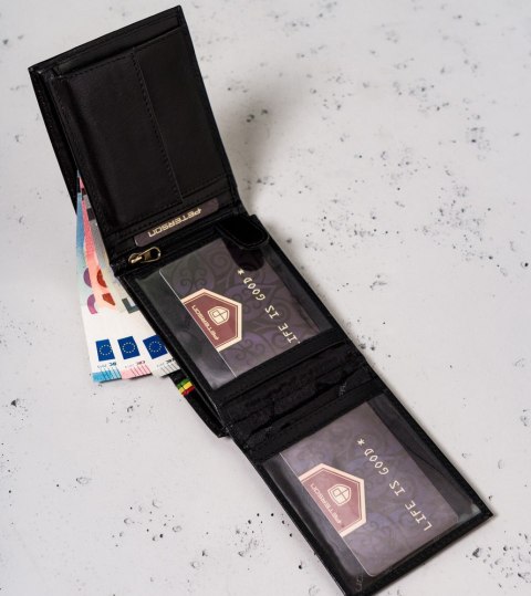 Poziomy portfel męski z kolorową lamówką — Peterson Poziomy portfel męski z kolorową lamówką — Peterson