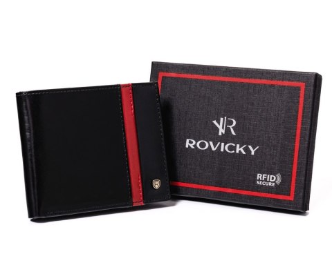 Skórzany portfel męski na karty z ochroną RFID Protect — Rovicky Skórzany portfel męski na karty z ochroną RFID Protect — Rovicky