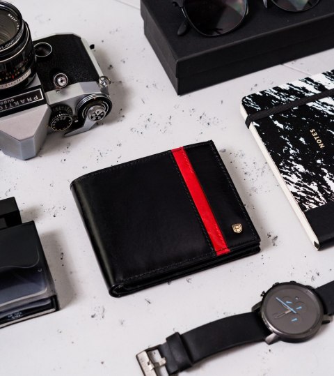 Skórzany portfel męski na karty z ochroną RFID Protect — Rovicky Skórzany portfel męski na karty z ochroną RFID Protect — Rovicky