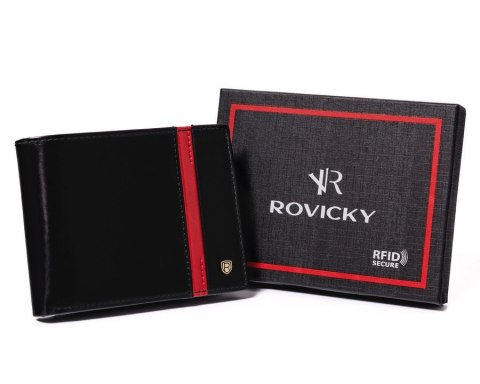 Skórzany portfel męski z ochroną RFID Protect — Rovicky Skórzany portfel męski z ochroną RFID Protect — Rovicky