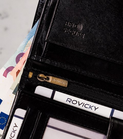 Stylowy portfel męski z bydlęcej skóry naturalnej — Rovicky Stylowy portfel męski z bydlęcej skóry naturalnej — Rovicky