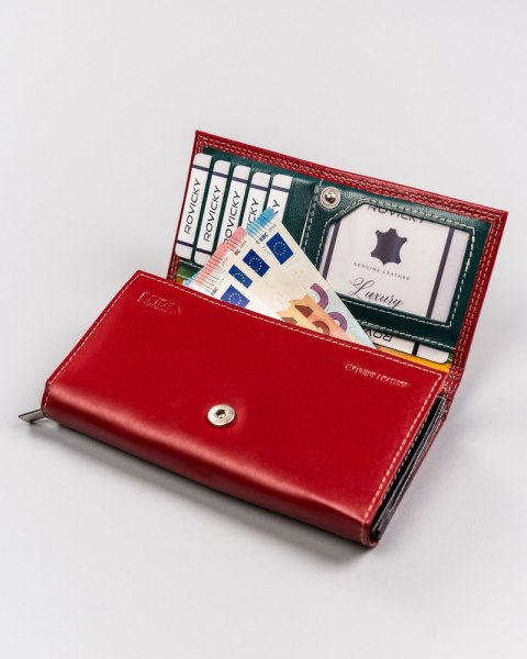 Duży, skórzany portfel damski z systemem RFID - Rovicky Duży, skórzany portfel damski z systemem RFID - Rovicky