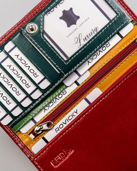 Duży, skórzany portfel damski z systemem RFID - Rovicky Duży, skórzany portfel damski z systemem RFID - Rovicky
