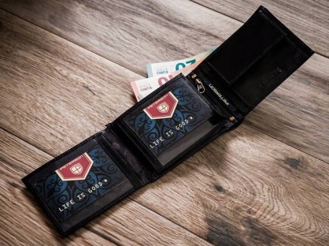 Zestaw prezentowy: portfel męski ze skóry naturalnej i etui na kluczyk i karty — Peterson Zestaw prezentowy: portfel męski ze skóry naturalnej i etui na kluczyk i karty — Peterson