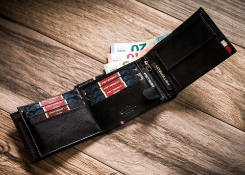 Zestaw prezentowy: skórzany portfe męski i aluminiowe etui na karty — Peterson Zestaw prezentowy: skórzany portfe męski i aluminiowe etui na karty — Peterson