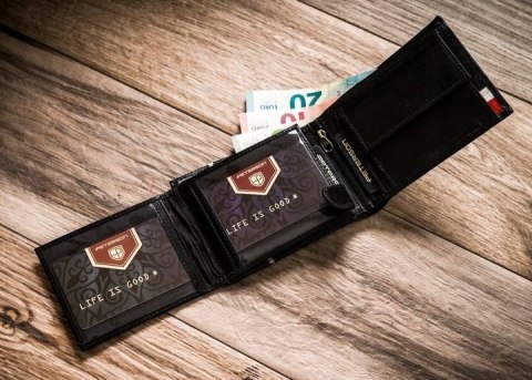 Zestaw prezentowy: skórzany portfe męski i aluminiowe etui na karty — Peterson Zestaw prezentowy: skórzany portfe męski i aluminiowe etui na karty — Peterson