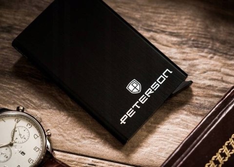 Zestaw prezentowy: skórzany portfe męski i aluminiowe etui na karty — Peterson Zestaw prezentowy: skórzany portfe męski i aluminiowe etui na karty — Peterson