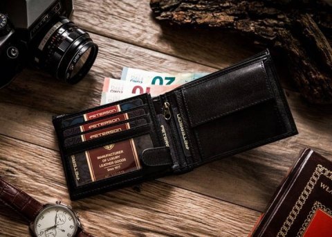 Zestaw prezentowy: skórzany portfel męski i etui — Peterson Zestaw prezentowy: skórzany portfel męski i etui — Peterson