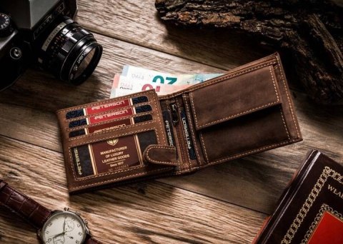 Zestaw prezentowy: skórzany portfel męski i etui na kluczyk i karty — Peterson Zestaw prezentowy: skórzany portfel męski i etui na kluczyk i karty — Peterson