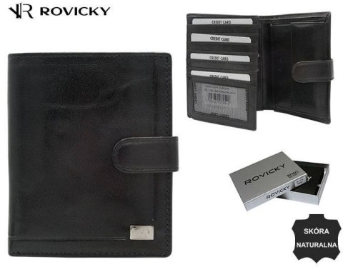 Duży, skórzany portfel męski na zatrzask - Rovicky Duży, skórzany portfel męski na zatrzask - Rovicky