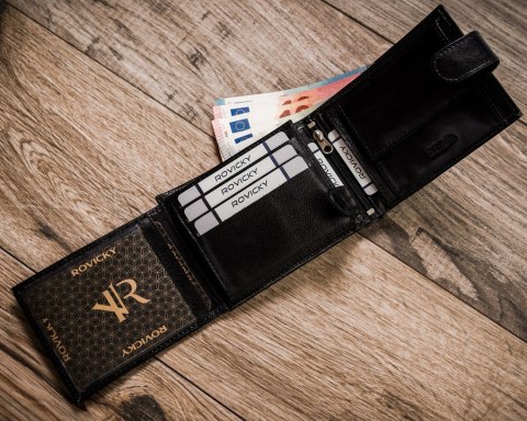 Elegancki portfel męski z systemem antyskimmingowym RFID Protect - Rovicky Elegancki portfel męski z systemem antyskimmingowym RFID Protect - Rovicky