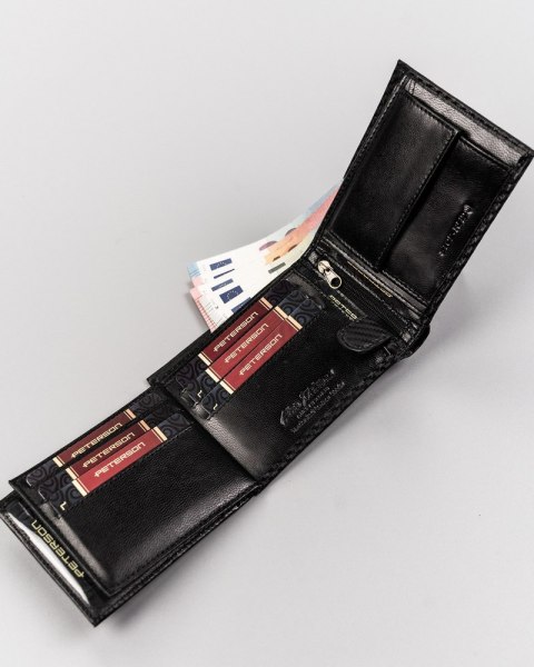Poziomy, skórzany portfel męski CARBON - Peterson Poziomy, skórzany portfel męski CARBON - Peterson